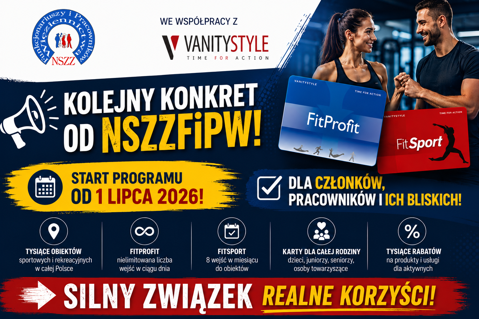 Kolejny konkret od NSZZFiPW. Od 1 lipca rusza program kart sportowych dla członków i ich rodzin!
